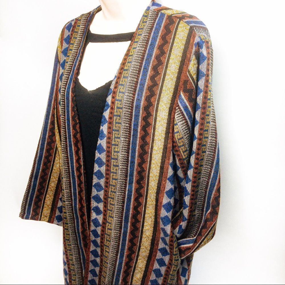 Aztec Tribal Patterned Light Layering Jacket Sz M